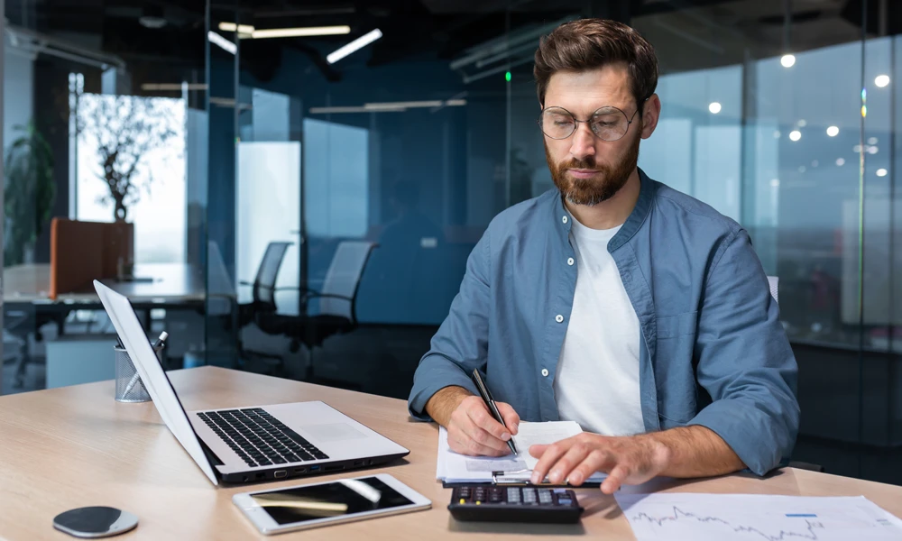 person managing finances