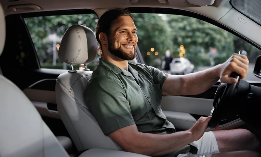 person sitting inside a car