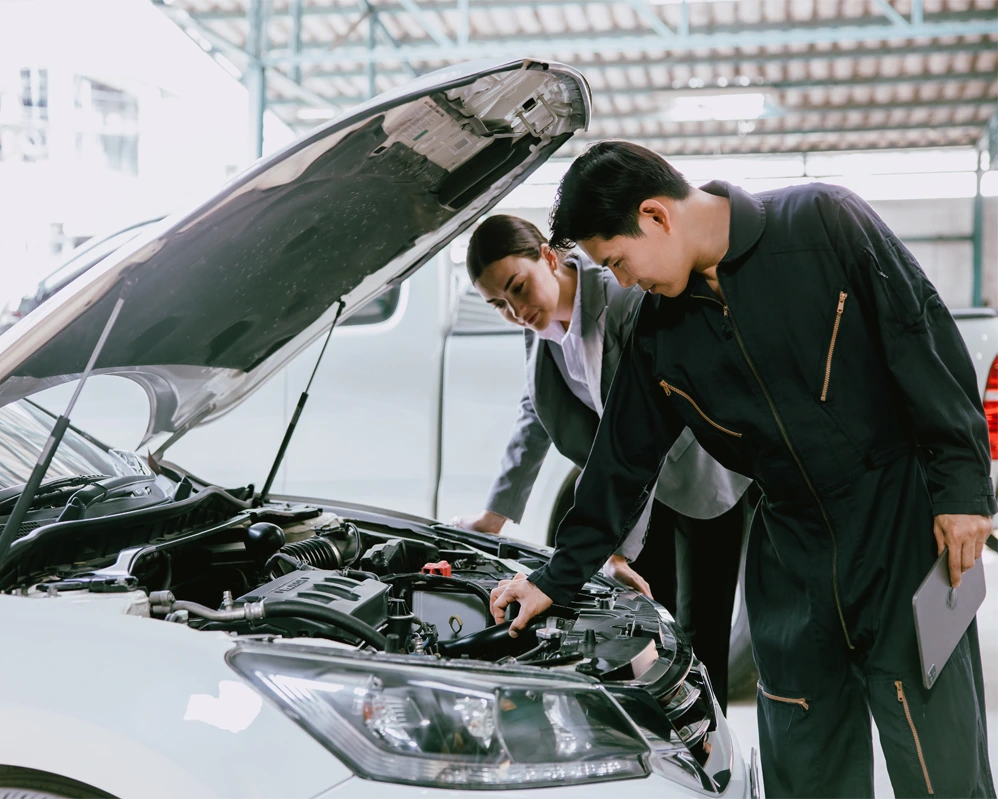potential buyer bringing a mechanic to check the car